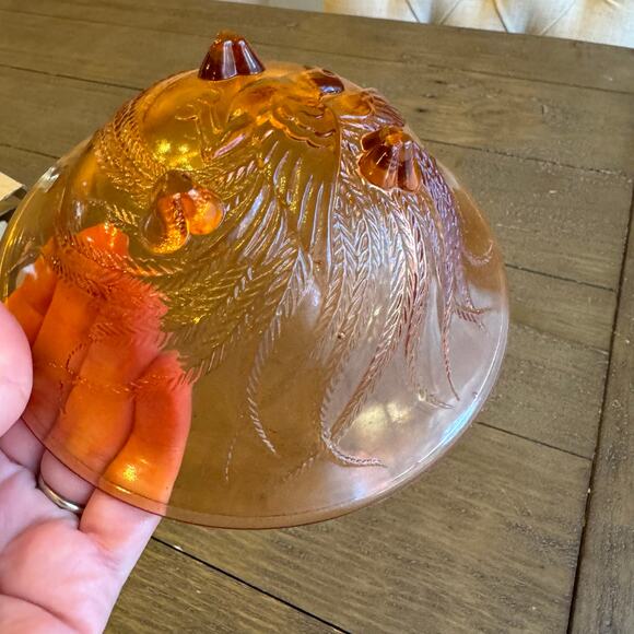 Tiara Indiana Glass Coral Blush Empress Louvre 6" Mint Candy Dish 3 Toed Bird - Picture 10 of 16